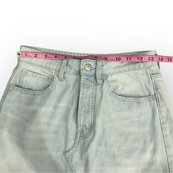 FREE PEOPLE GOING ROGUE DENIM SKIRT OB962056 RAW ASYMMETRIC HEM TIDAL WAVE SZ 25 - Picture 9 of 13